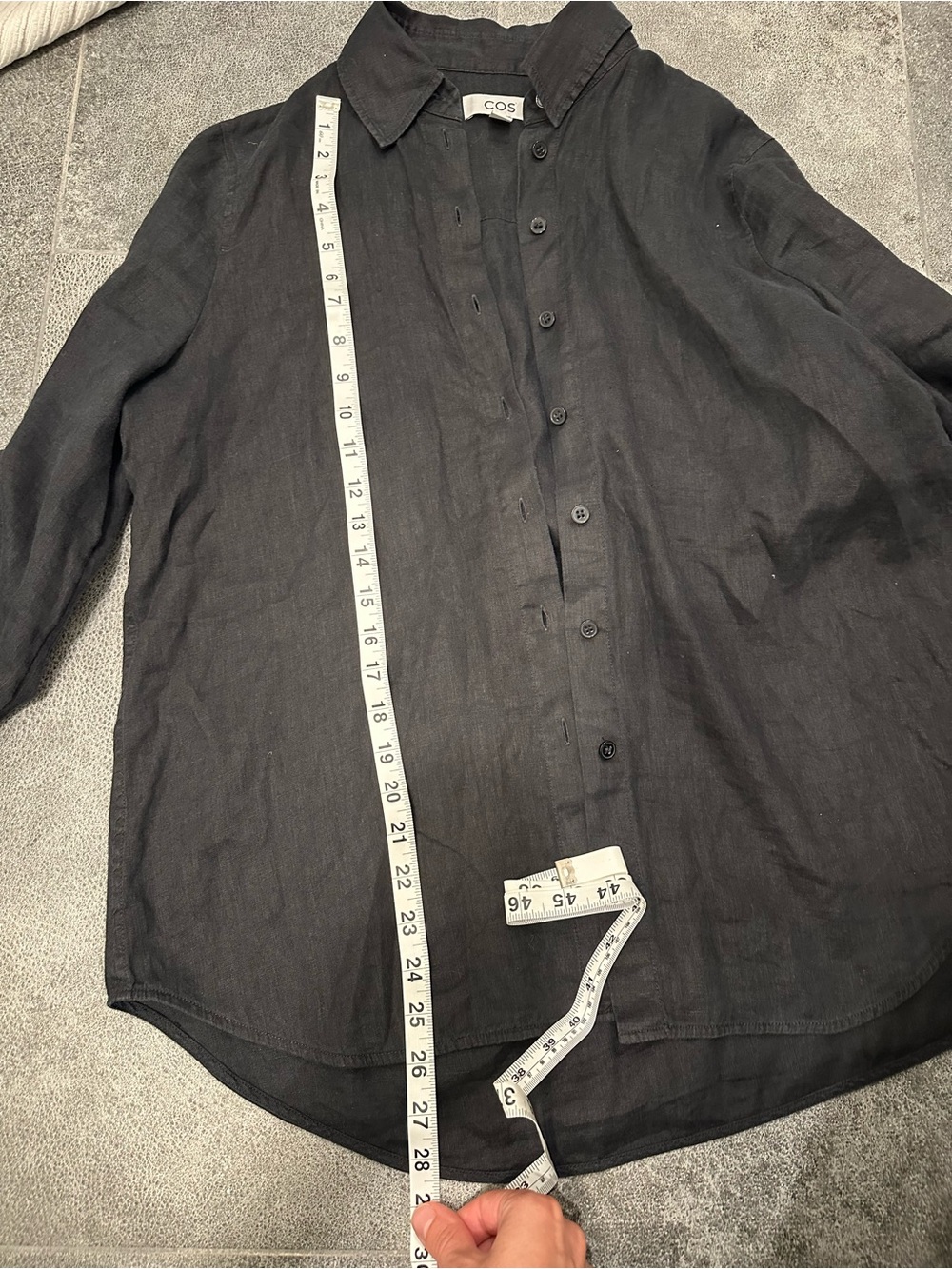 COS Linen Black Oversized Button-Up Shirt - Picture 15 of 15